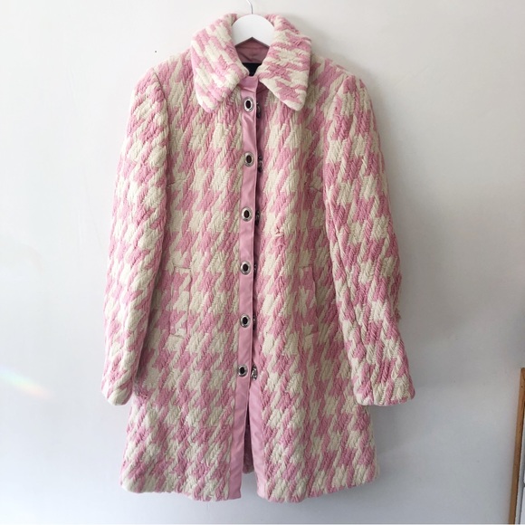 Vero Moda Jackets & Blazers - Vero Moda Pink and cream houndstooth wool blend jacket size small